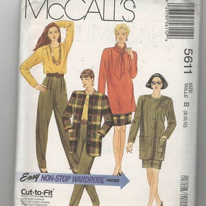 UNCUT Sewing Pattern McCalls 5611 for Jacket, Top, Skirt and Pants, Sz 8-10-12, Easy Pattern, Wardrobe Pattern, Professional Wear
