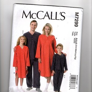 UNCUT Sewing Pattern McCalls for Nightshirt and Pajamas, Sz Adult S-M-L-XL, Loungewear, PJs