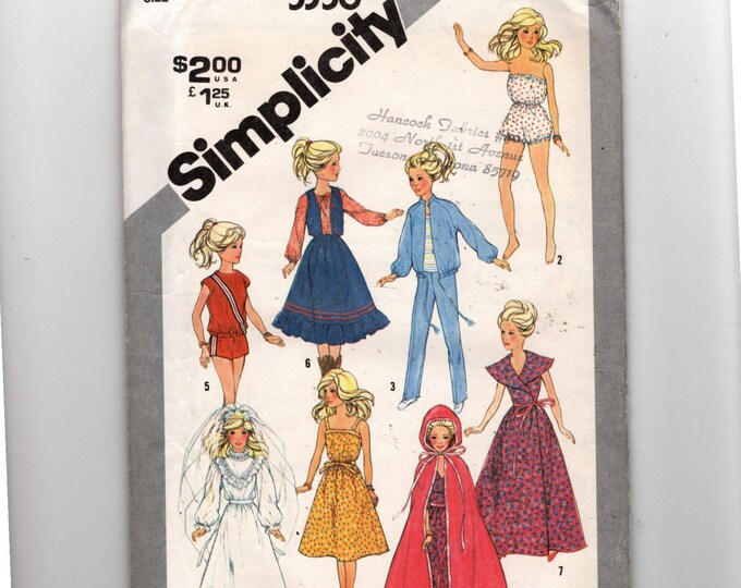 UNCUT Sewing Pattern Simplicity 5356 for 11 1/2 Inch Fashion Doll ...