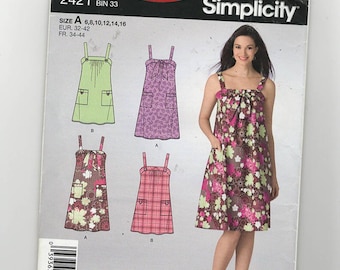 UNCUT Sewing Pattern Simplicity Its So Easy 2421 for Sundress Variations, Sz 6-8-10-12-14-16, Easy Pattern, Pullover Dress, Summer Dress