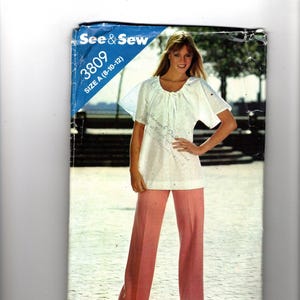 Sewing Pattern See & Sew 3809 for Tunic Top and Straight Leg Pants, Sz 8-10-12, Boho Top, Casual Wear, Easy Pattern
