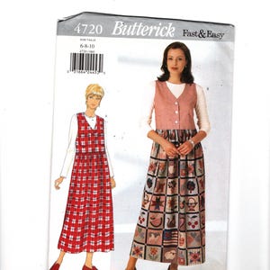 OCUREN Sömnadsmönster Butterick 4720 för klänning och toppmönster, storlek 6-8-10, snabbt och enkelt mönster, dirndlkjol