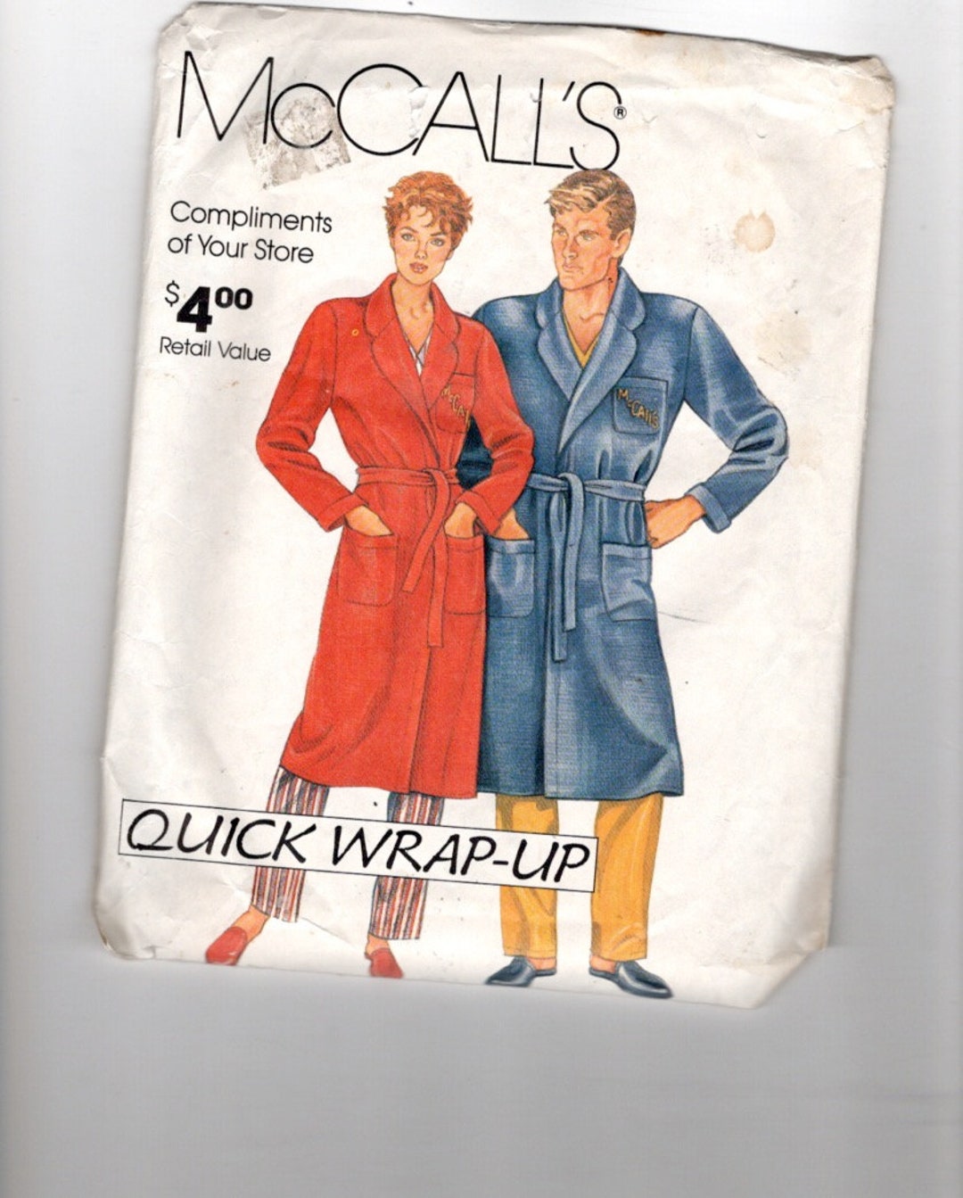 UNCUT Sewing Pattern Mccalls 0011 for Unisex Robe, Sz SMLXL