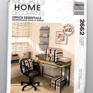 UNCUT Sewing Pattern McCalls 2662 for Home Office Essentials, Wall Organizer, Chair Cusion, Keyboard Cover