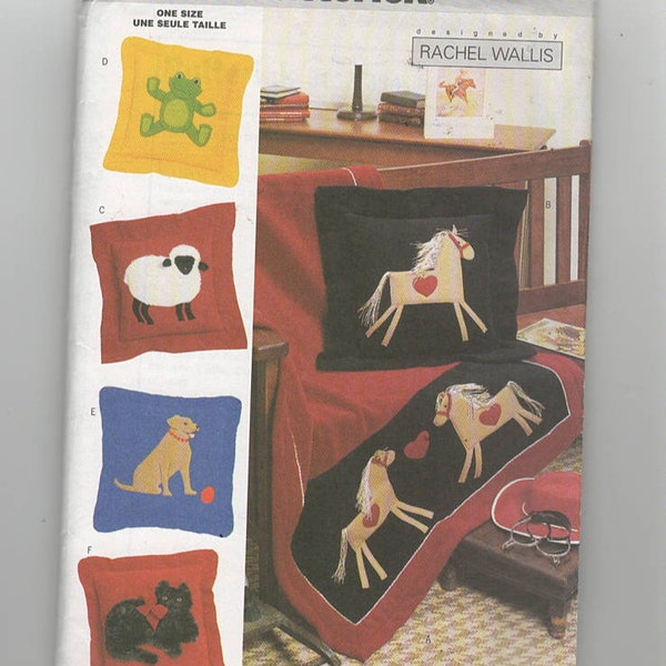 UNCUT Sewing Pattern Butterick 3157 for Animal Pillows and Throw, Frog, Sheep, Dog, Cat, Horse