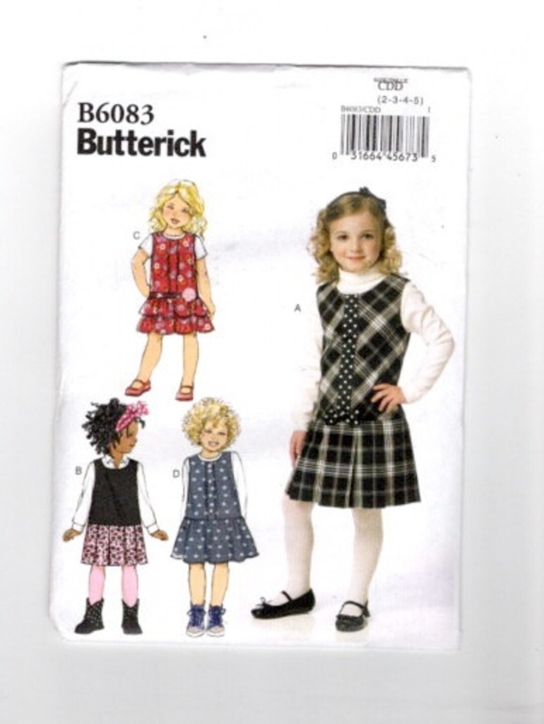 UNCUT Sewing Pattern Butterick 6083 for Toddler or Girls' Jumper, Sz 2 ...