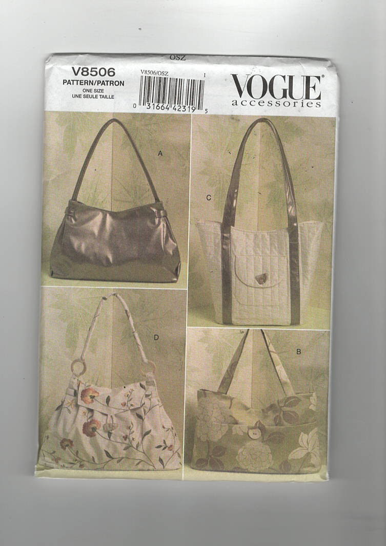 Vogue Accessories V8273 Satchel Purse Bags Handbag Bag Tote Sewing Uncut  Pattern for sale online | eBay