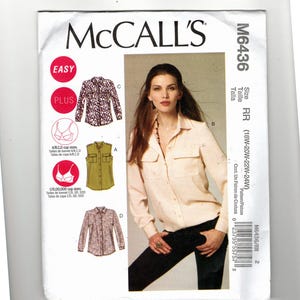 UNCUT Sewing Pattern McCalls 6436 for Shirt Variations, Sz 18W--24W, Tops, Blouses, Easy Pattern, Women&#39;s Sz Pattern, Plus Size