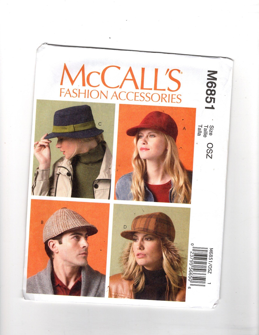 UNCUT Sewing Pattern Mccalls 6851 for Hat Variations, Sz S-M-L-XL ...
