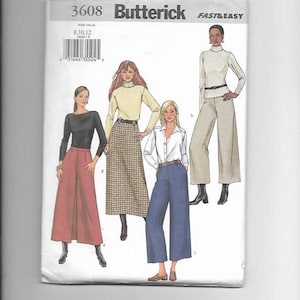 ONBESNEDEN naaien patroon Butterick 3608 voor rok en Culottes. Sz 8-10-12