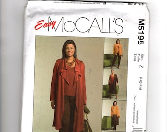UNCUT Sewing Pattern McCalls 5195 for Jacket, Top, Skirt, Gaucho and Pants, Sz L--XL, Wardrobe Pattern, Easy
