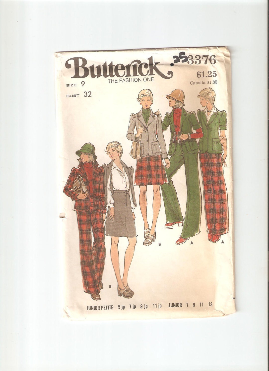 Vintage UNCUT Butterick Sewing Pattern 3376 for Jacket, Skirt and Pants ...