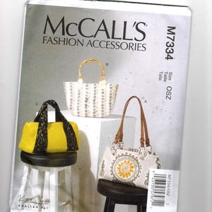 UNCUT Sewing Pattern McCalls 7334 for Bags, Totes, Purses, Fashion Accessories, Carry All