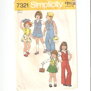 Vintage UNCUT Sewing Pattern for Girls Vest, Skirt and Pants, Sz 3, 1970s