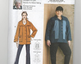 UNCUT Schnittmuster Butterick 6721 für Jacke, Sz XXL-1X-2X-3X-4X-5X-6X, Oberbekleidung Schnittmuster, Plus Size Schnittmuster, Connie Crawford Design