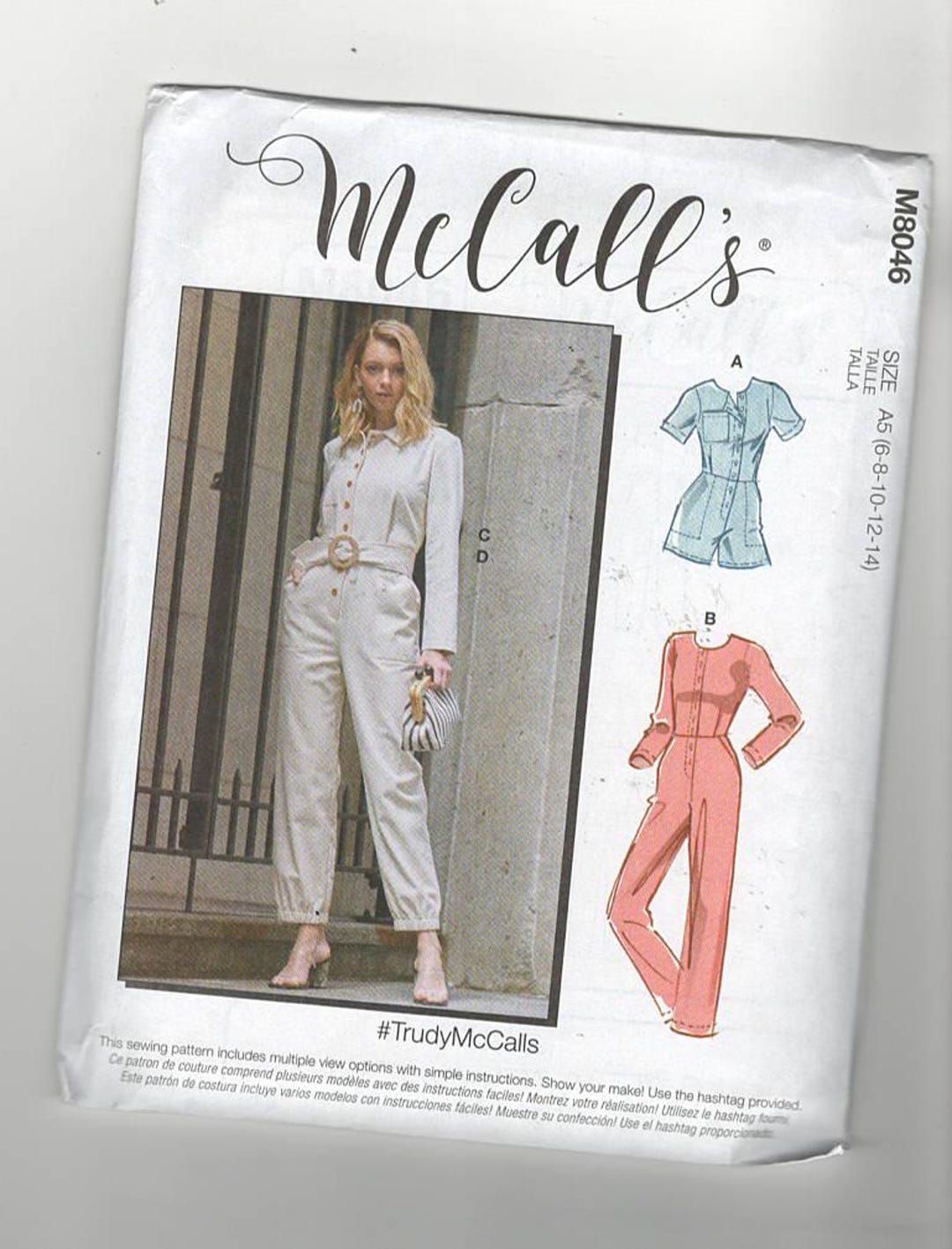 UNCUT Sewing Pattern Mccalls 8046 for Jumpsuit, Romper and Belt, Sz 6-8 ...