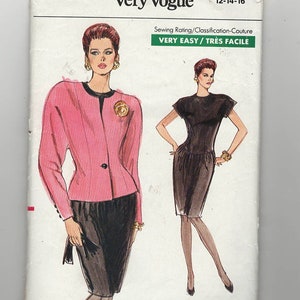 Sewing Pattern, Very Easy Vogue for Dress and Jacket, Sz 12, Pencil Dress, Easy Pattern, Slim Dress, Little Black Dress
