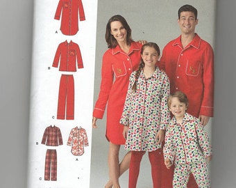 UNCUT Sewing Pattern Simplicity 1504 for Child,  Teen and Adult Sleepwear, Sleepshirt, PJs, Sleep Pants, Loungewear, Lounge Pants, Sz XS--XL