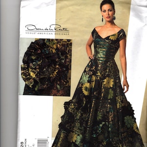 UNCUT Sewing Pattern Vogue 2928 for Off Shoulder Long Gown, Sz 4-6-8, Oscar de La Renta Design, Bridal, Evening Wear, Elegant Gown, Rare