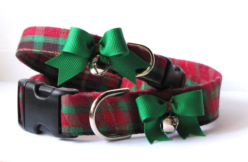 Jingle Bells Christmas Plaid Pet Collar Etsy