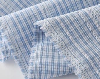 Elegancka tkanina w kratę niebiesko-białą, lekka tkanina poliestrowo-bawełniana, do szycia sukienek, bluzek, topów, obrusów, kostiumów, akcesoriów do włosów