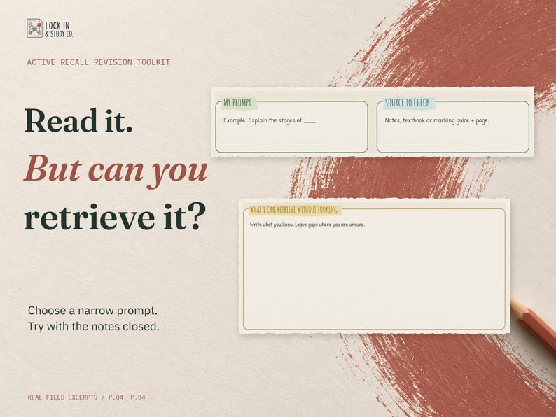 Read it. But can you retrieve it? Enlarged real fields from the Blank-Page Recall page: My Prompt, Source to Check, and What I Can Retrieve Without Looking.