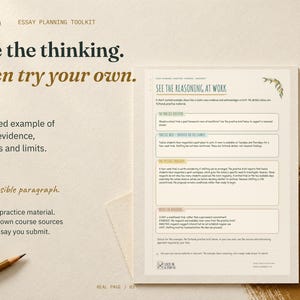 See the thinking. Then try your own. The real worked-example page uses fictional practice material to demonstrate a claim, evidence, analysis and limits.