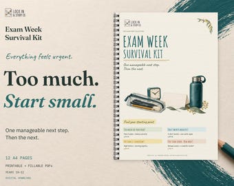 Exam Week Survival Kit | Printable & Fillable PDF | 12 A4 Pages for Years 10–12