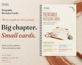 Printable Revision Cards | 24 Foldable Templates | Fillable PDF | Years 10–12