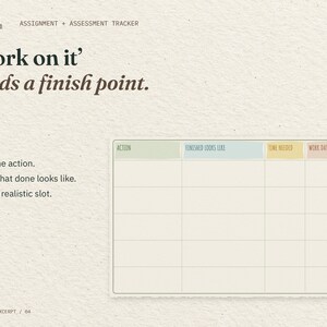 'Work on it' needs a finish point. An enlarged excerpt from the real Turn the Task into Steps page: the complete action-planning table.