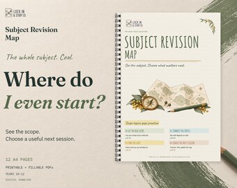Subject Revision Map | Printable & Fillable PDF | 12 A4 Pages for Years 10–12