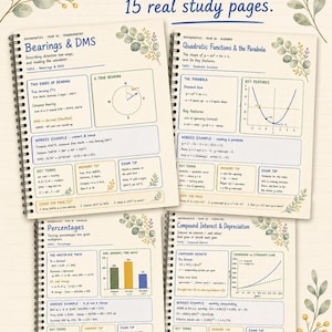 Year 10 Maths Study Notes: 15 Hand-Drawn Pages, Printable PDF