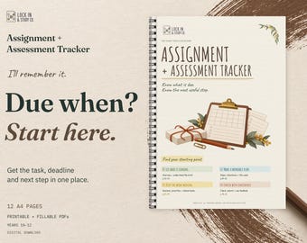 Assignment Tracker and Assessment Planner | Printable & Fillable PDF | 12 A4 Pages