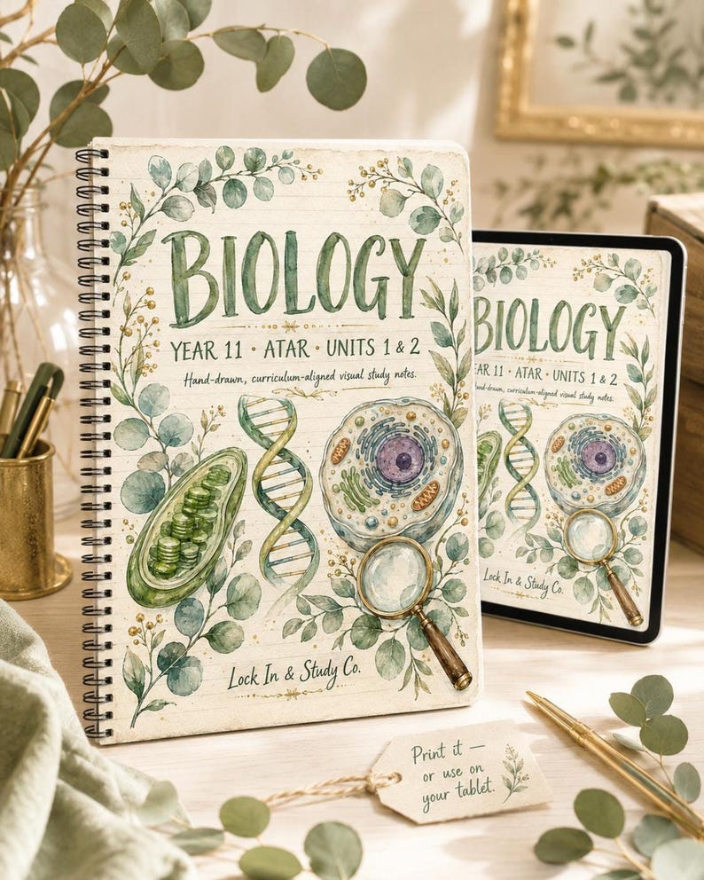 Year 11 Biology ATAR Study Notes: 16 Hand-Drawn Pages, Printable PDF