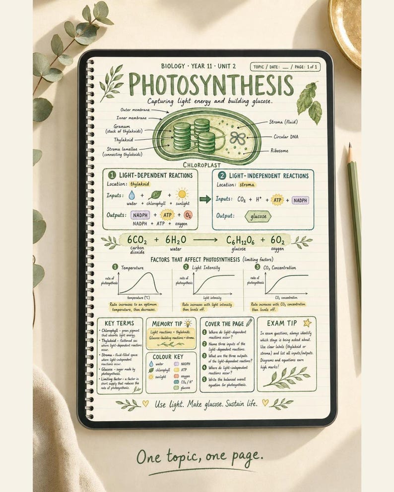 Year 11 Biology ATAR Study Notes: 16 Hand-Drawn Pages, Printable PDF