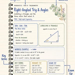 Year 10 Maths Study Notes: 15 Hand-Drawn Pages, Printable PDF