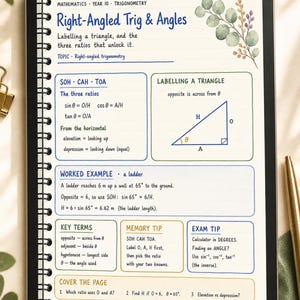 Year 10 Maths Study Notes: 15 Hand-Drawn Pages, Printable PDF