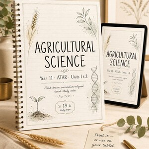 Notas de estudo para o exame ATAR de Ciências Agrícolas do 11º ano da Austrália Ocidental: 18 páginas ilustradas, PDF para impressão.
