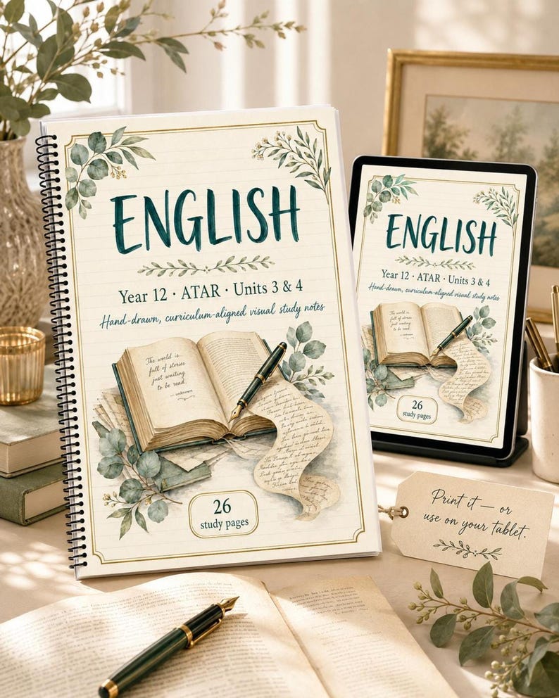WA Year 12 English ATAR Study Notes, Units 3–4 Printable PDF