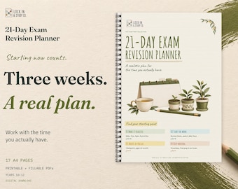 Study Planner Printable | 21-Day Exam Revision Planner | Student Planner, Fillable PDF, 17 A4 Pages