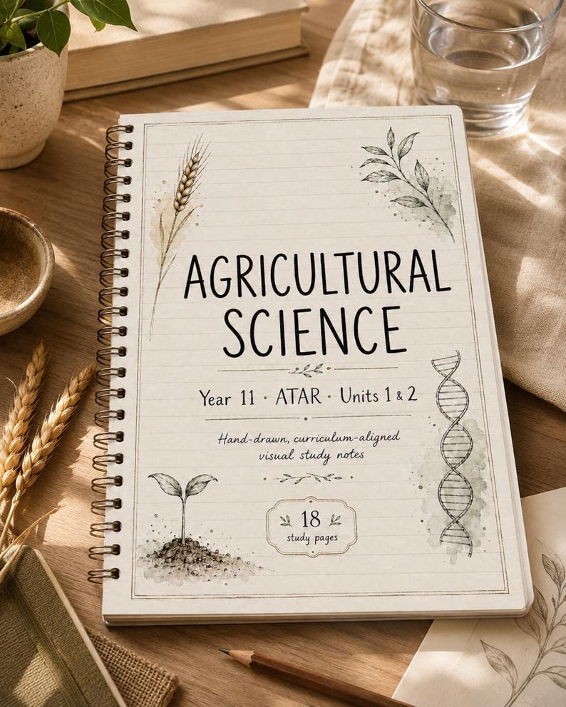 Year 11 Agricultural Science ATAR Study Notes: 18 Hand-Drawn Pages, Printable PDF