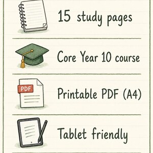 Year 10 Maths Study Notes: 15 Hand-Drawn Pages, Printable PDF