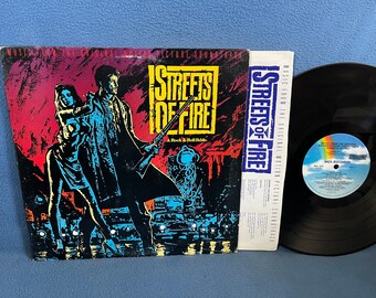 Vintage, "Streets Of Fire A Rock & Roll Fable" Original Soundtrack, Film Score, Vinyl LP Record Album, Rick Moranis, The Fixx, Ry Cooder