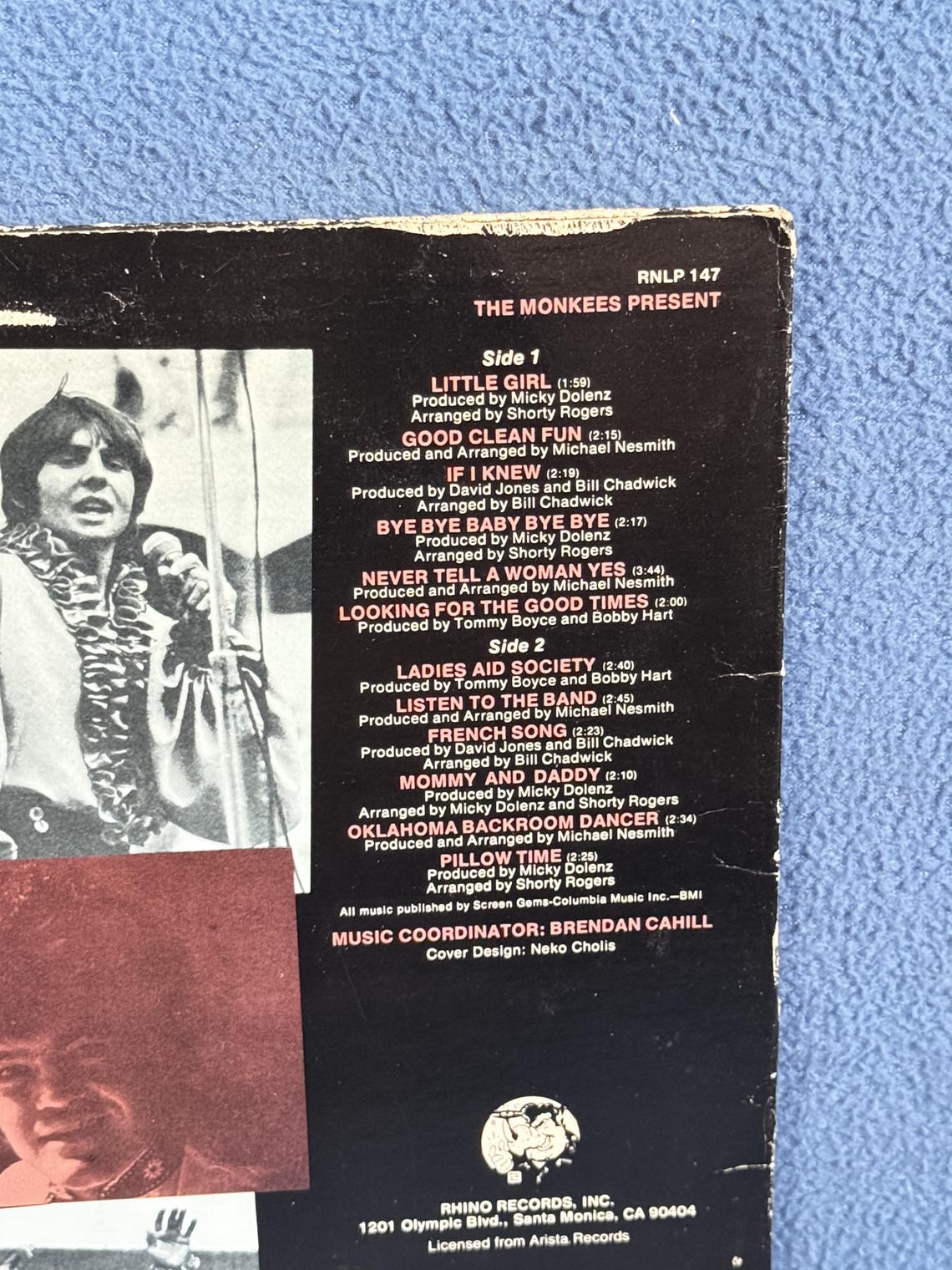 Vintage, The Monkees - "Present Micky, David, Michael" Vinyl LP Record Album, Rhino Press, Good Clean Fun, Listen To The Band, foto 3 di 4