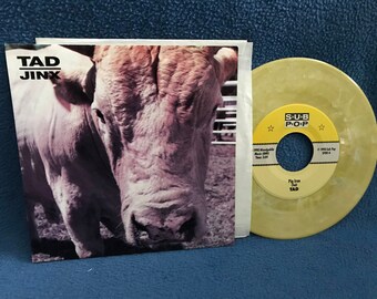 RARE Vintage, TAD - "JInx / Pig Iron", Yellow Colored Vinyl 7" Single, Record Album, Original 1990 First Press, Sub Pop Grunge, Stoner, Punk