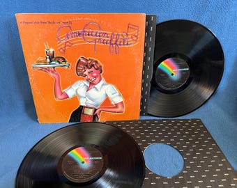 Vintage &quot;American Graffiti&quot;, Original Soundtrack, Vinyl 2 LP, Record Album, Beach Boys, Chuck Berry, Fats Domino, The Platters, Buddy Holly