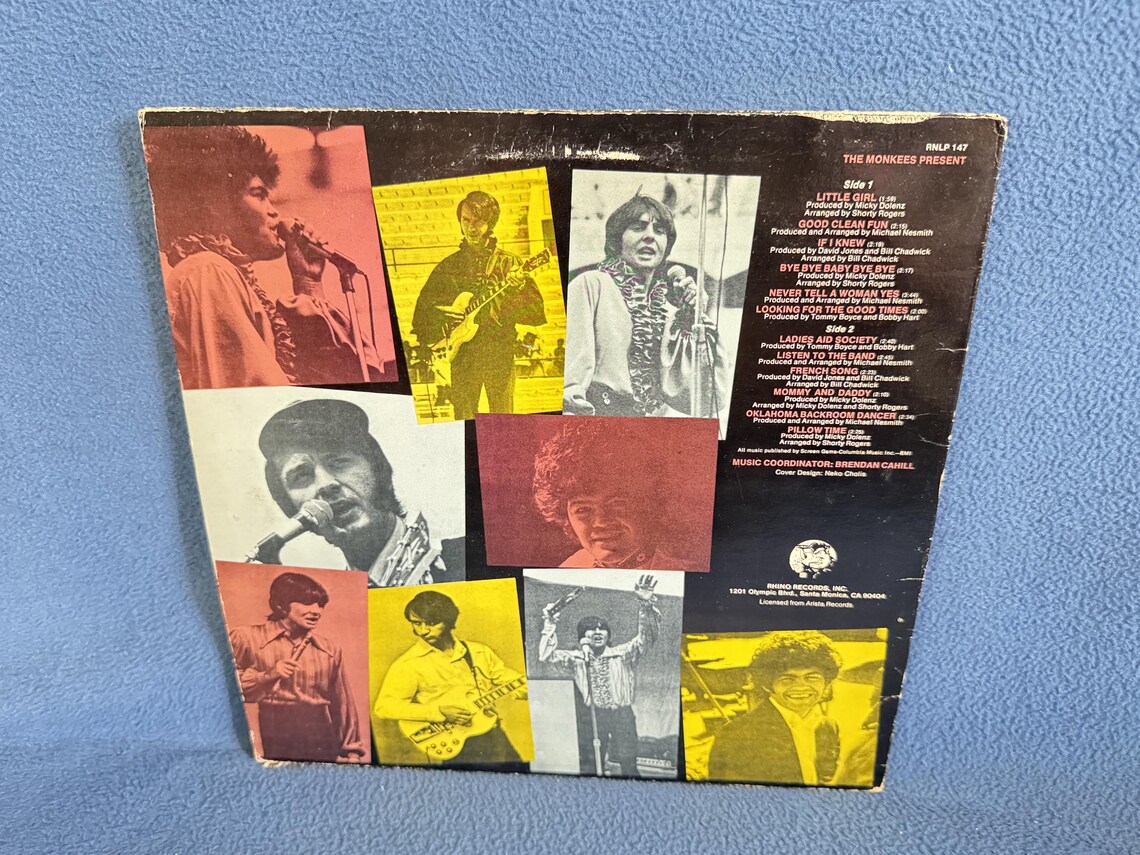 Vintage, The Monkees - "Present Micky, David, Michael" Vinyl LP Record Album, Rhino Press, Good Clean Fun, Listen To The Band, foto 2 di 4
