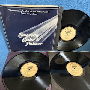 Vintage, Emerson, Lake & Palmer &quot;Welcome Back, My Friends, To The Show That Never Ends Ladies&quot; Vinyl 3 LP Record Album, Original First Press
