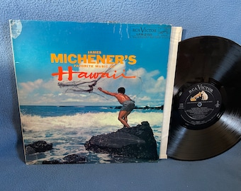 Vintage, James Michner- “Favorite Music Of Hawaii", Vinyl LP, Record Album, Tiki Party, Hawaiian War Chant, Wedding Song, Beyond The Reef