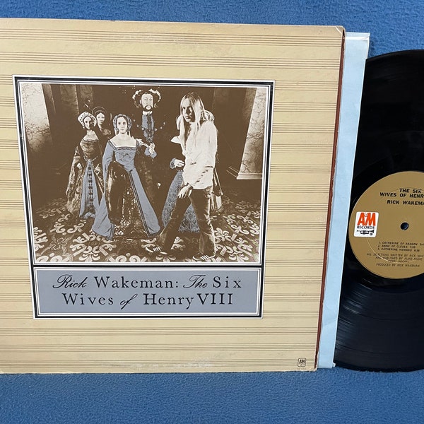 vintage, Rick Wakeman - « The Six Wives Of Henry VIII », LP vinyle, album de disque, original 1973 First Press, Yes, Moog ARP Synthétiseur, Synthé